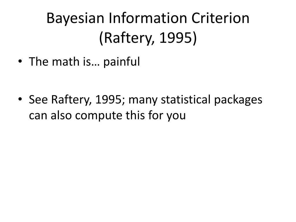 bayesian information criterion raftery 1995 1