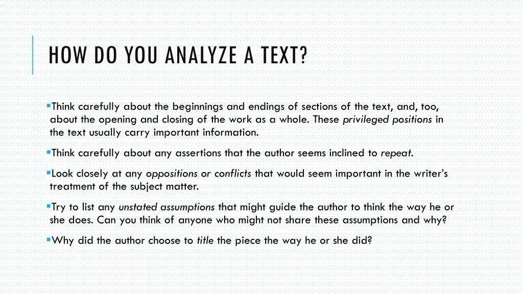 how do you analyze a text