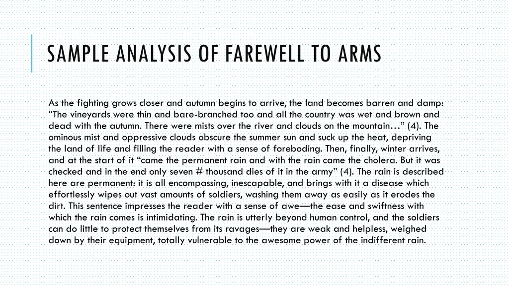 sample analysis of farewell to arms 1