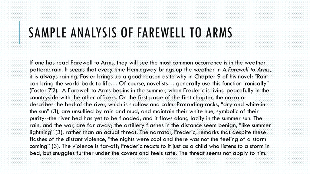 sample analysis of farewell to arms