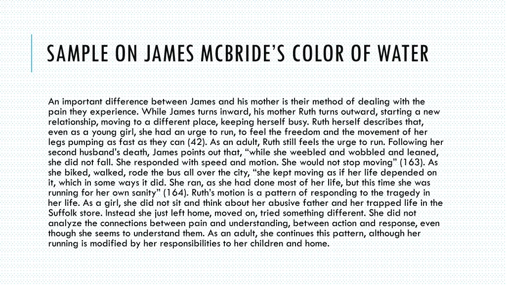 sample on james mcbride s color of water