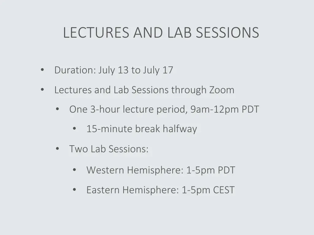 lectures and lab sessions