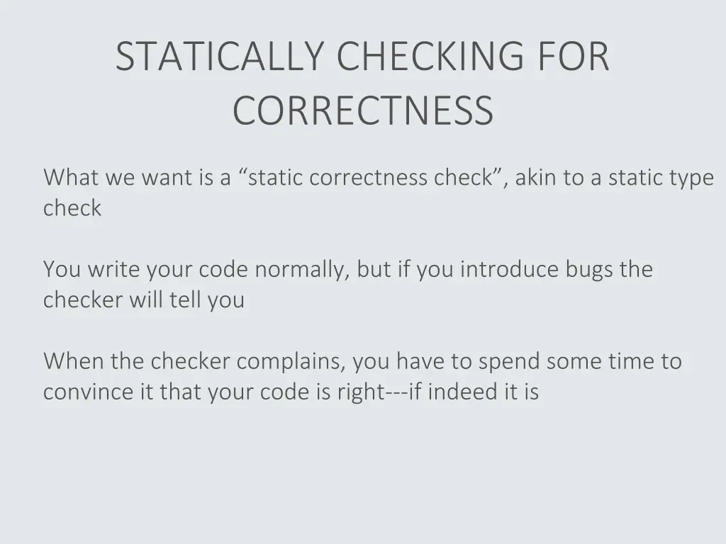 statically checking for correctness