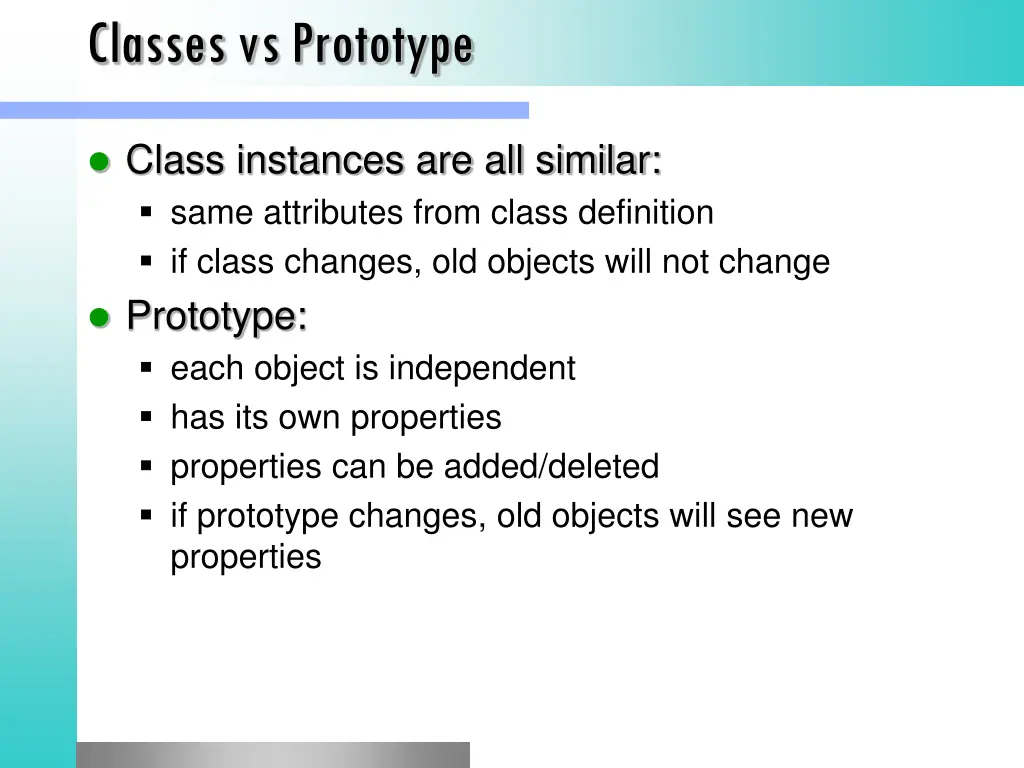 classes vs prototype