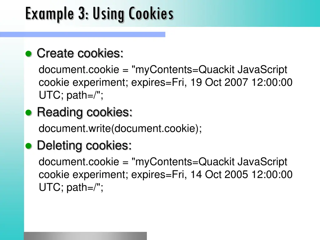 example 3 using cookies