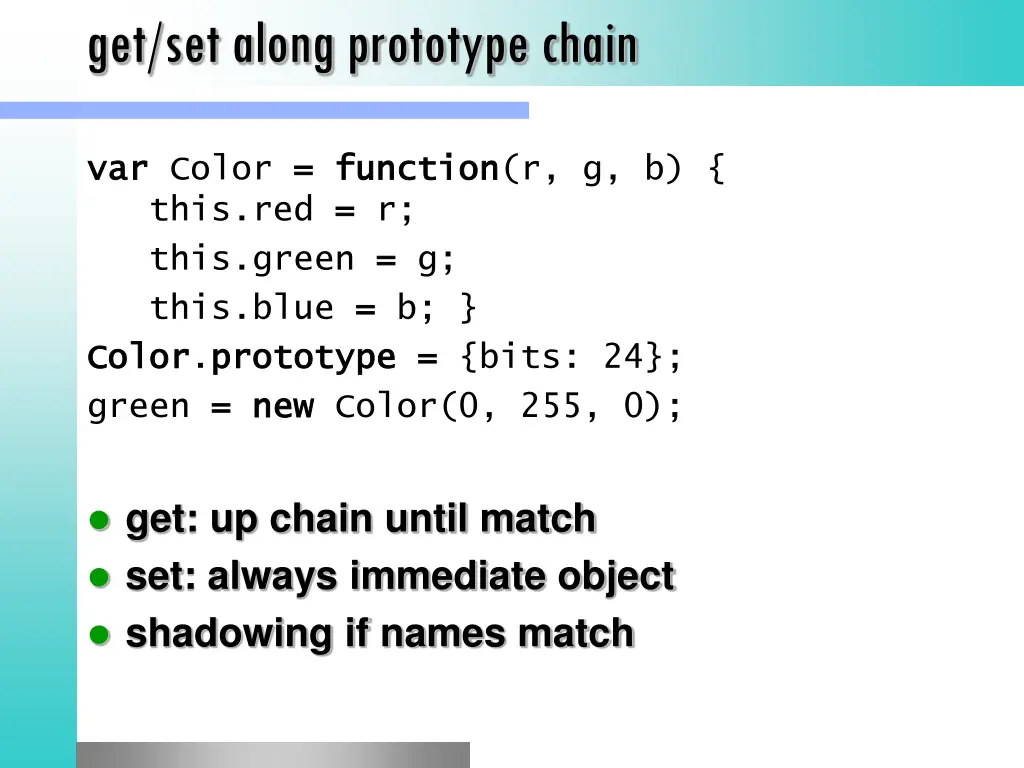 get set along prototype chain