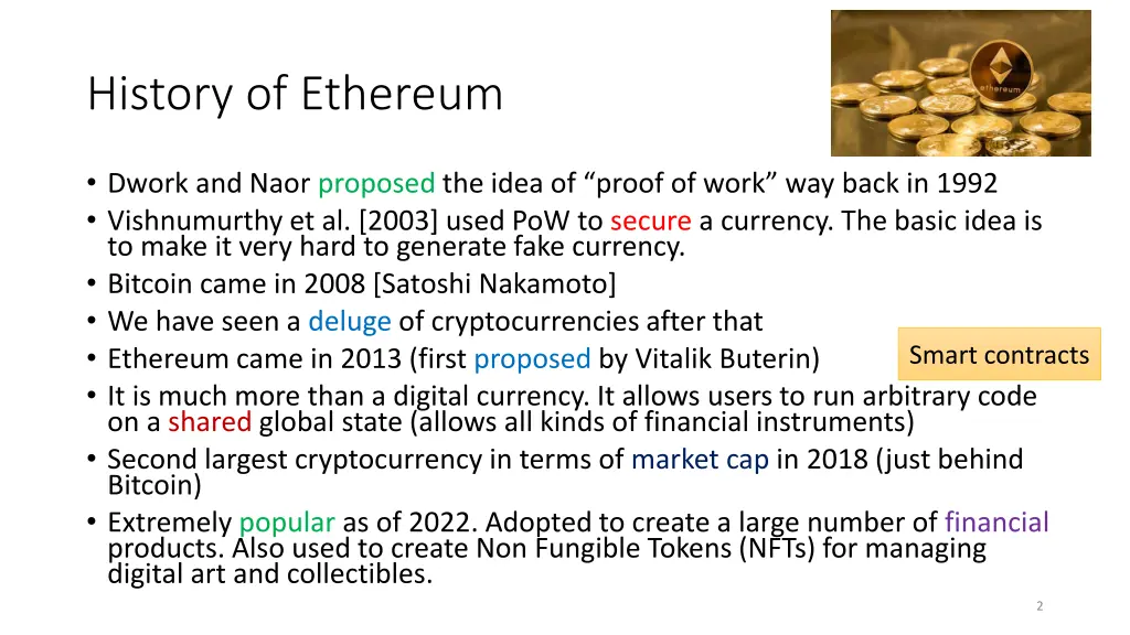 history of ethereum