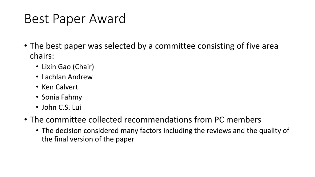 best paper award