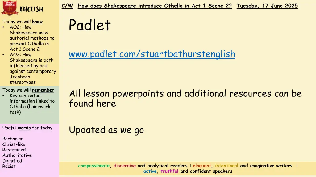 c w how does shakespeare introduce othello 10