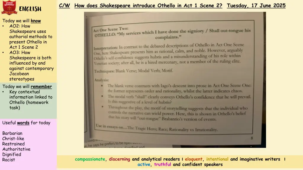c w how does shakespeare introduce othello 16