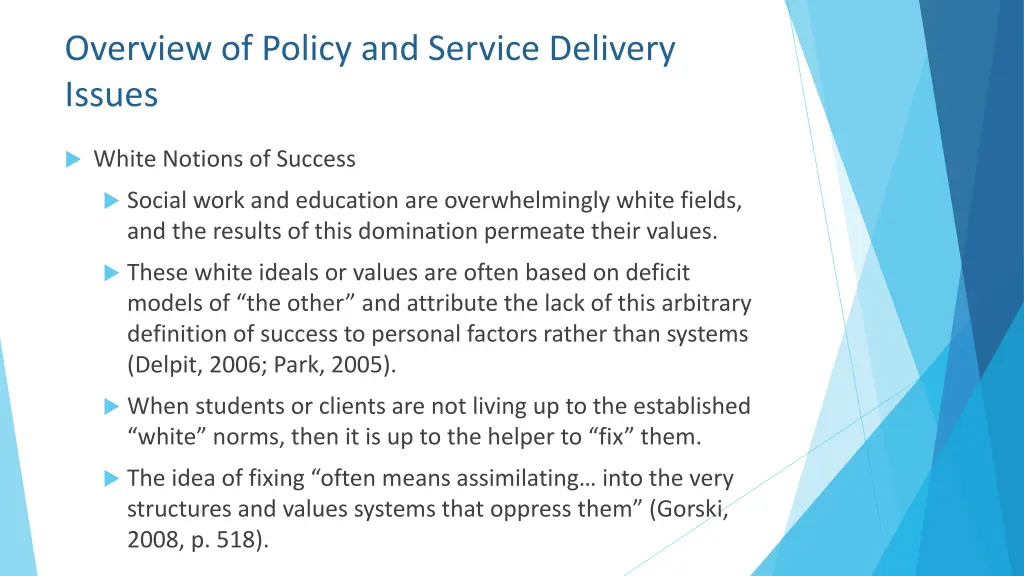 overview of policy and service delivery issues 1
