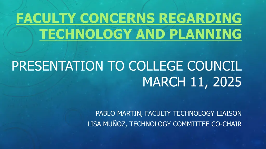 faculty concerns regarding technology and planning