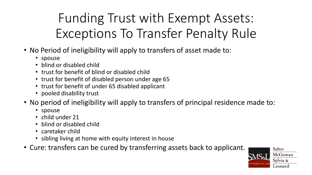 funding trust with exempt assets exceptions