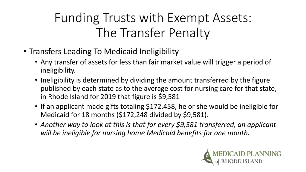 funding trusts with exempt assets the transfer