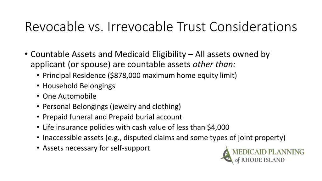 revocable vs irrevocable trust considerations