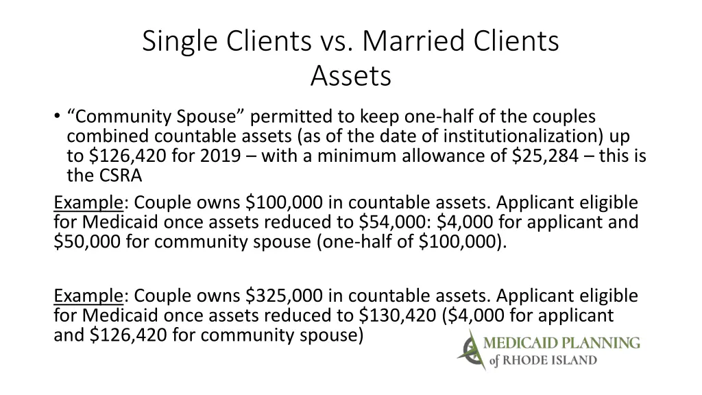 single clients vs married clients assets