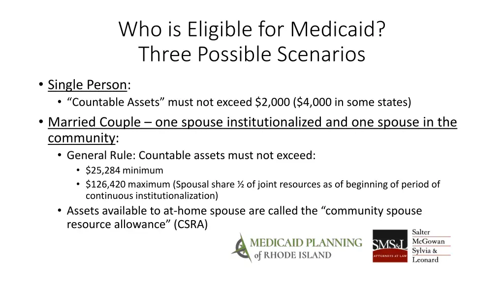 who is eligible for medicaid three possible