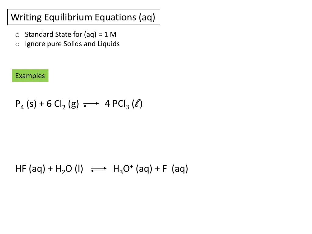 writing equilibrium equations aq