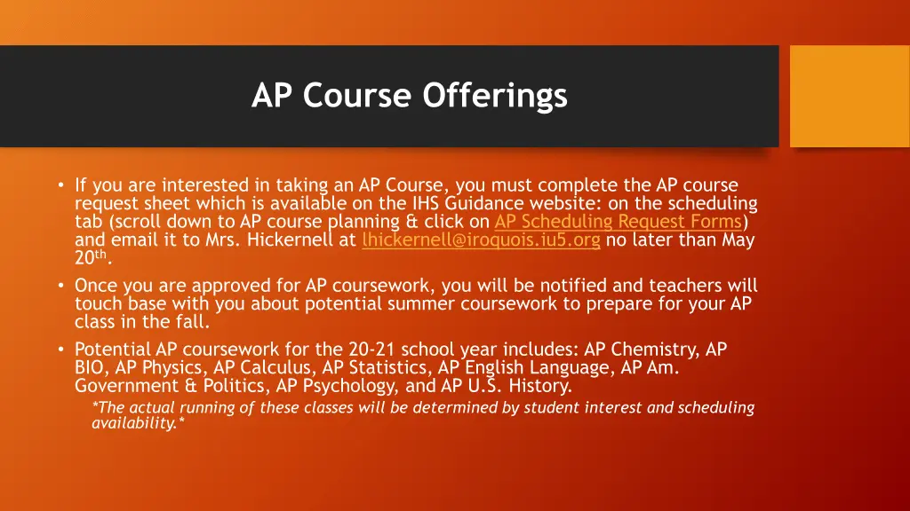 ap course offerings