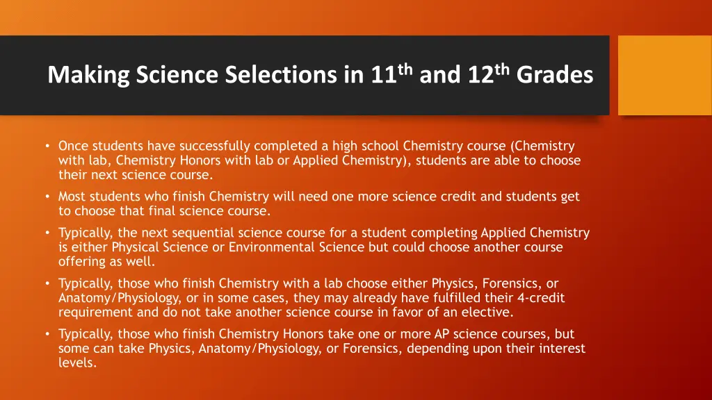 making science selections