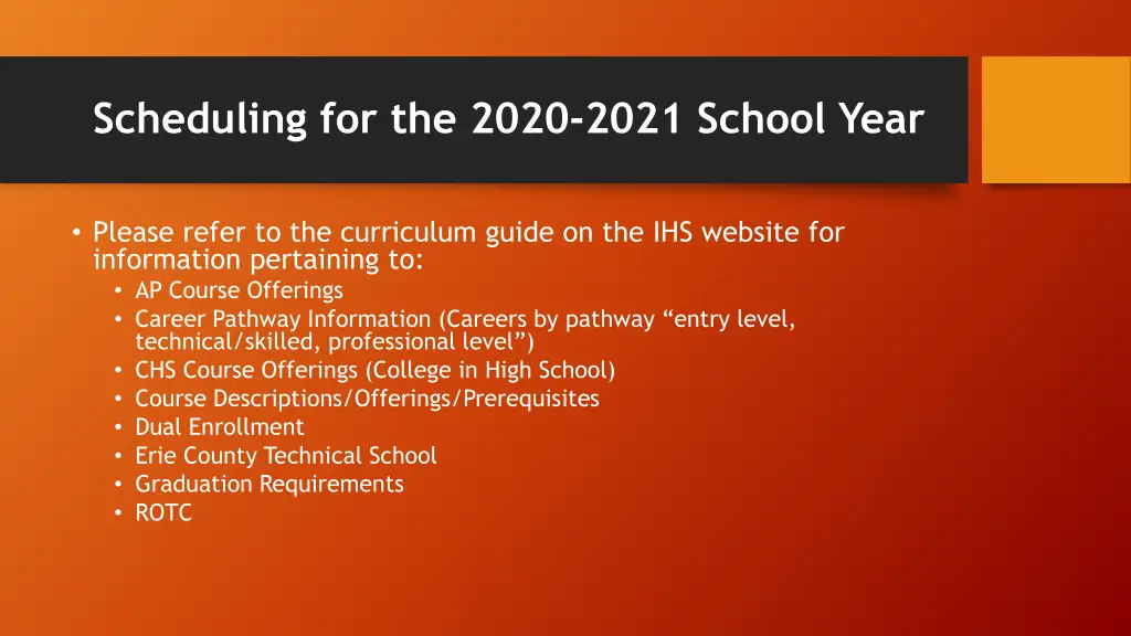 scheduling for the 2020 2021 school year 1