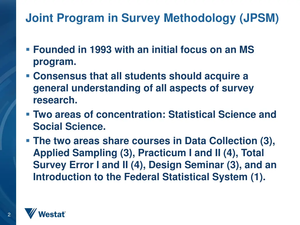 joint program in survey methodology jpsm