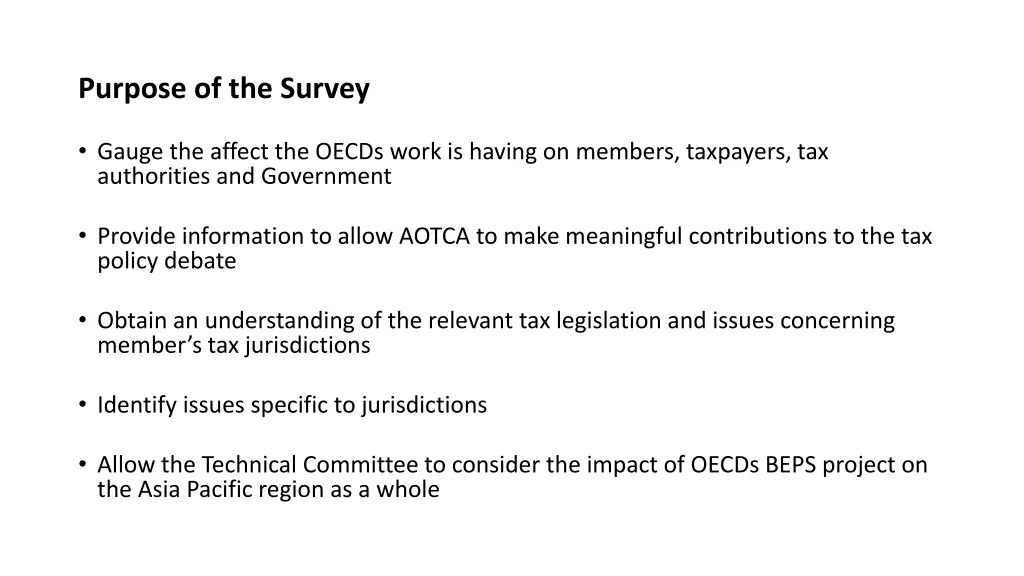 purpose of the survey