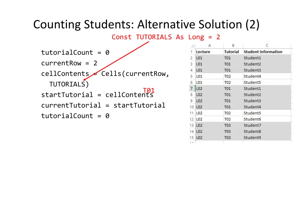 counting students alternative solution 2 const
