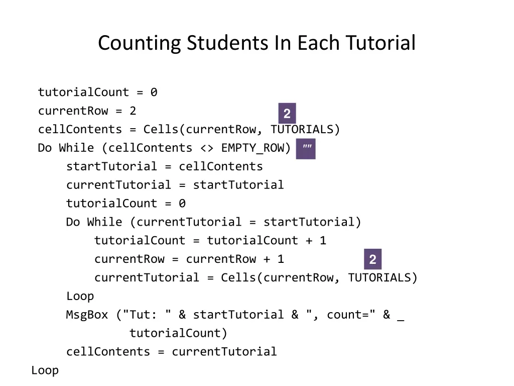 counting students in each tutorial 1