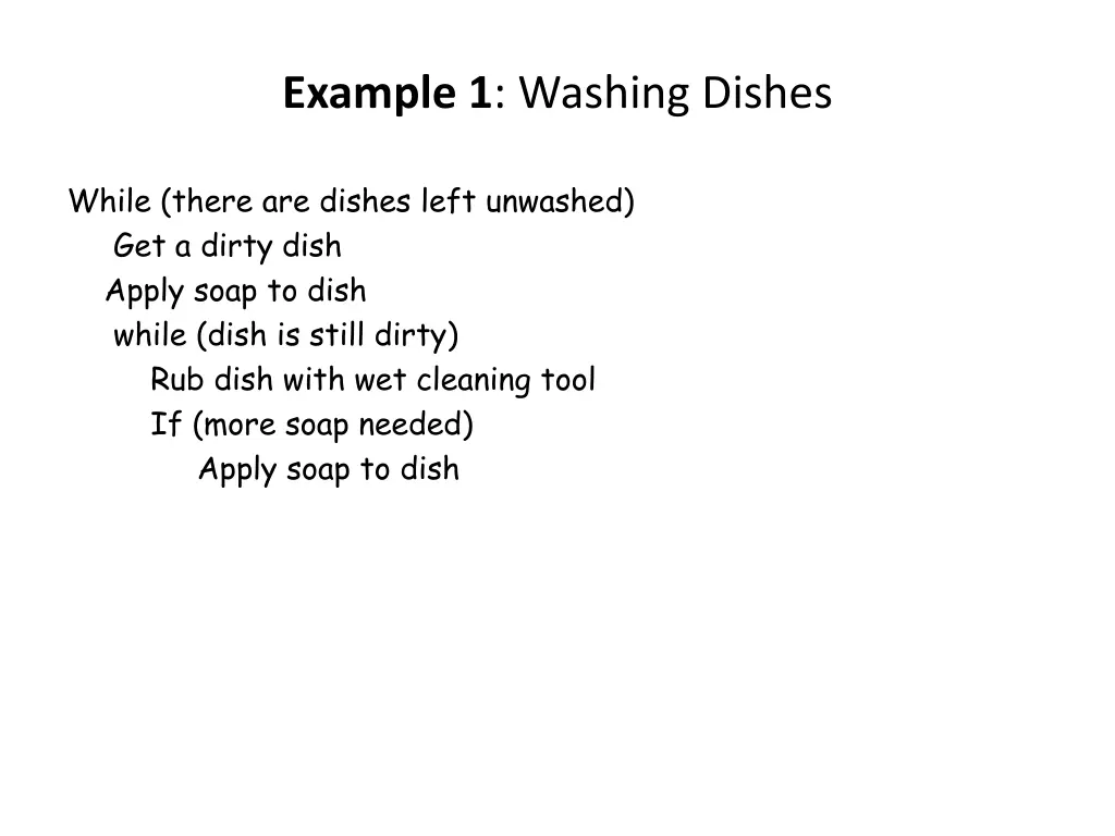 example 1 washing dishes