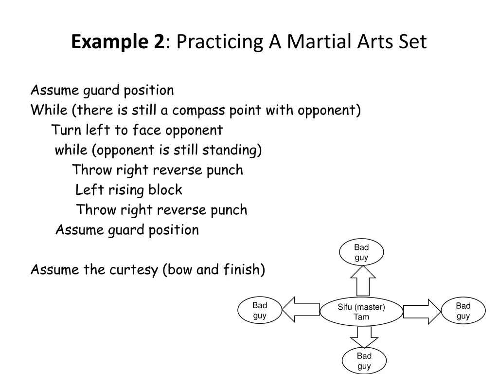 example 2 practicing a martial arts set