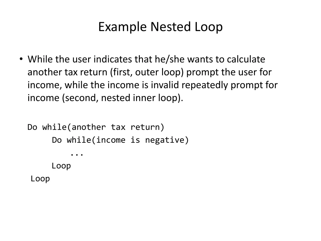 example nested loop