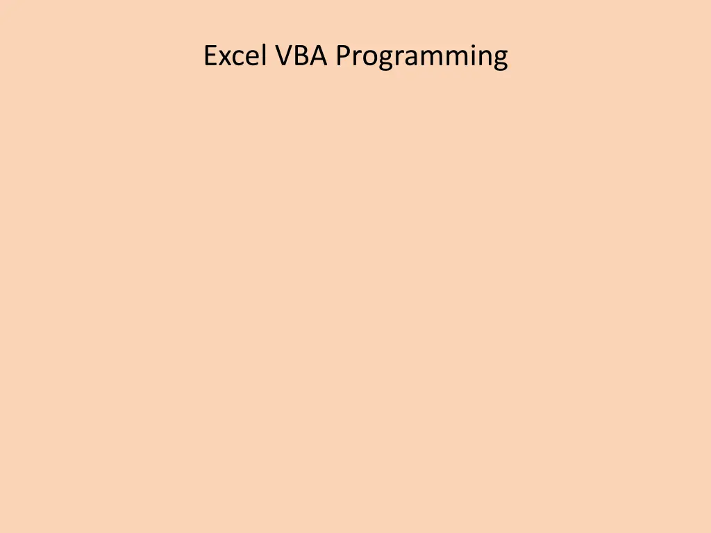 excel vba programming
