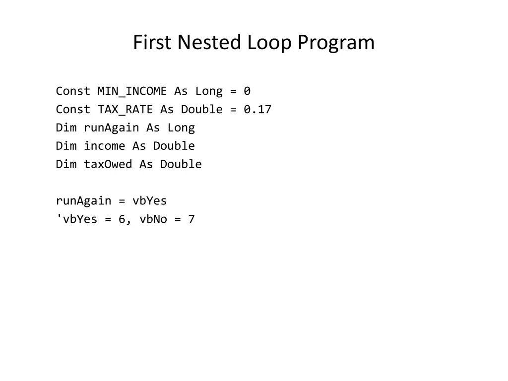 first nested loop program