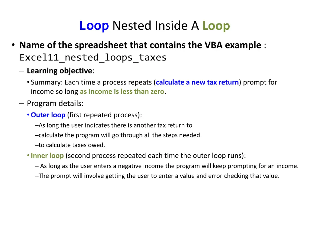 loop nested inside a loop