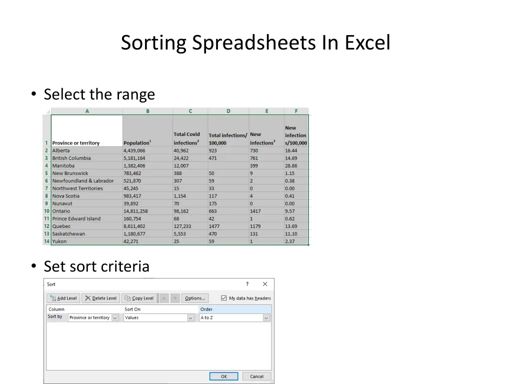 sorting spreadsheets in excel