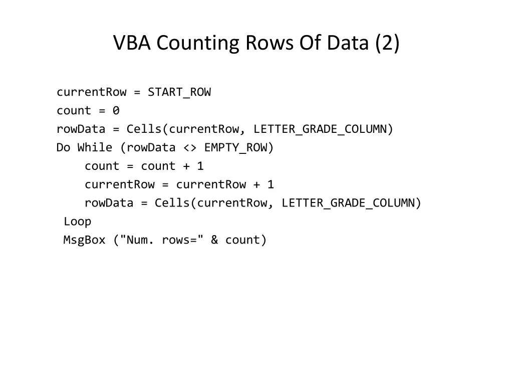 vba counting rows of data 2