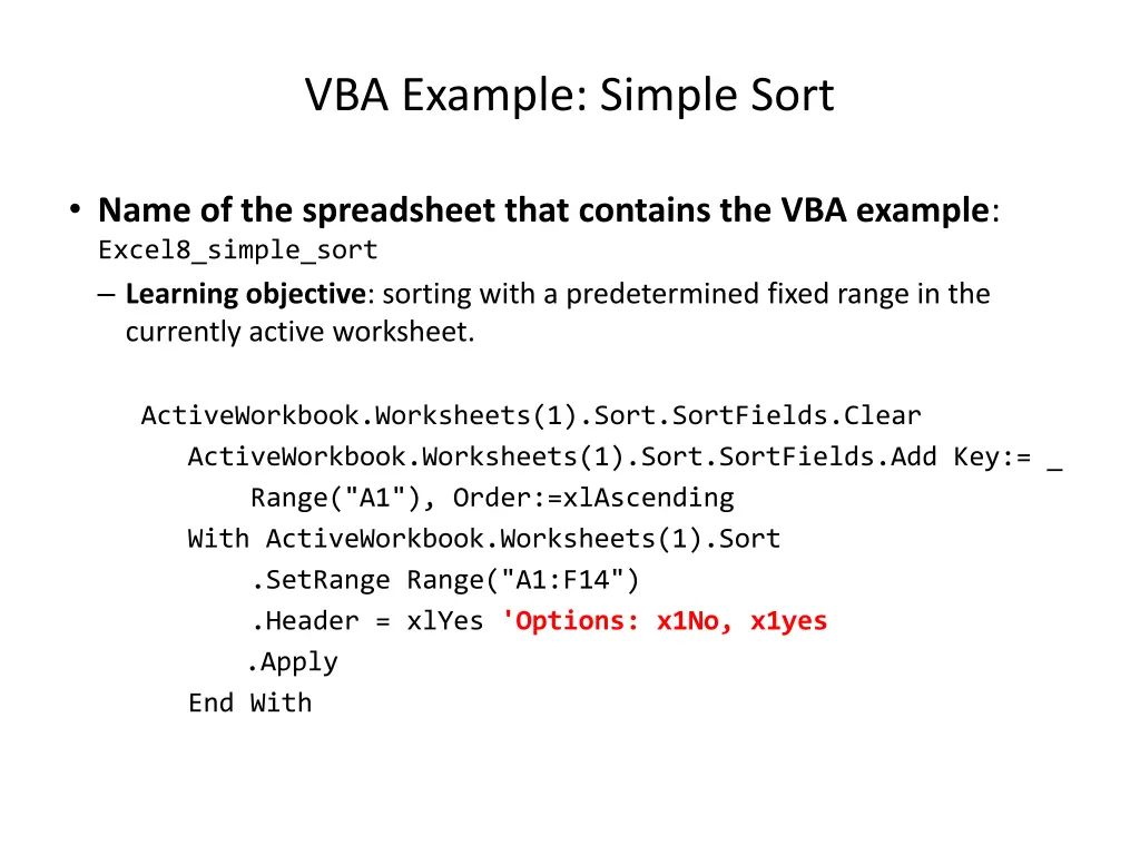 vba example simple sort