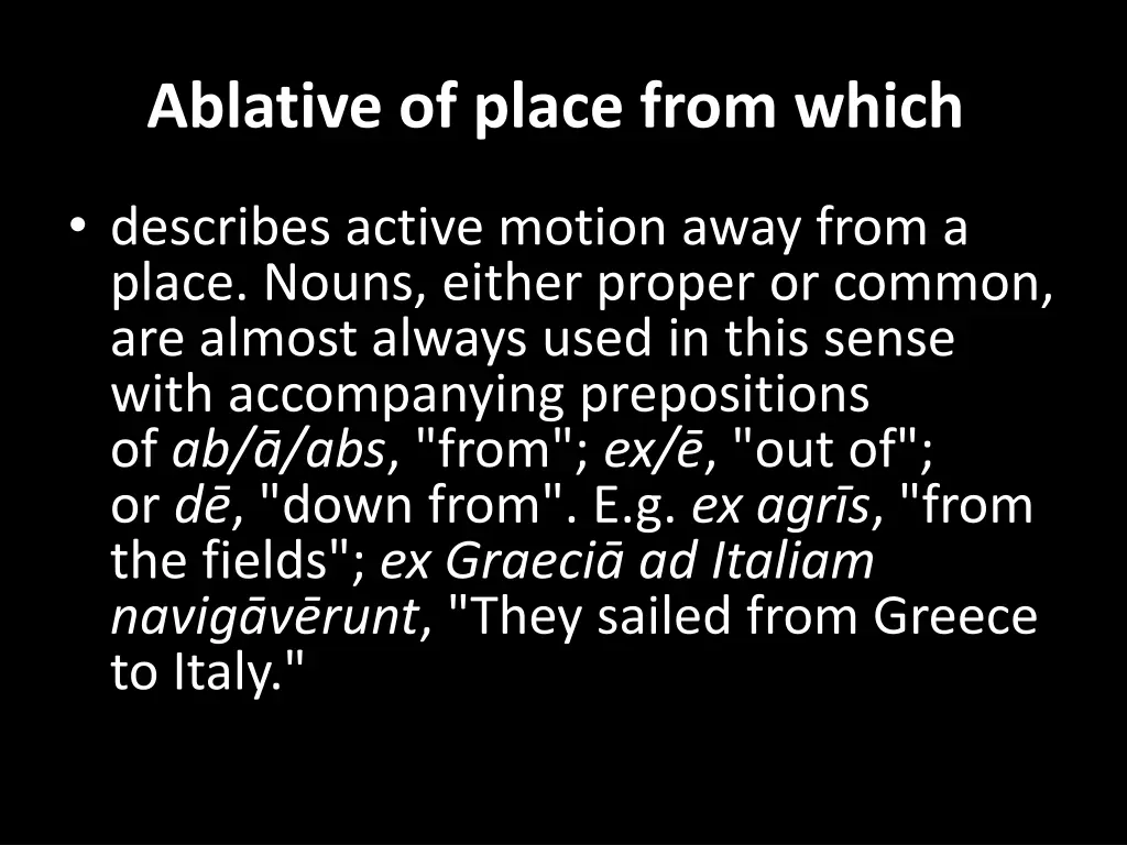 ablative of place from which