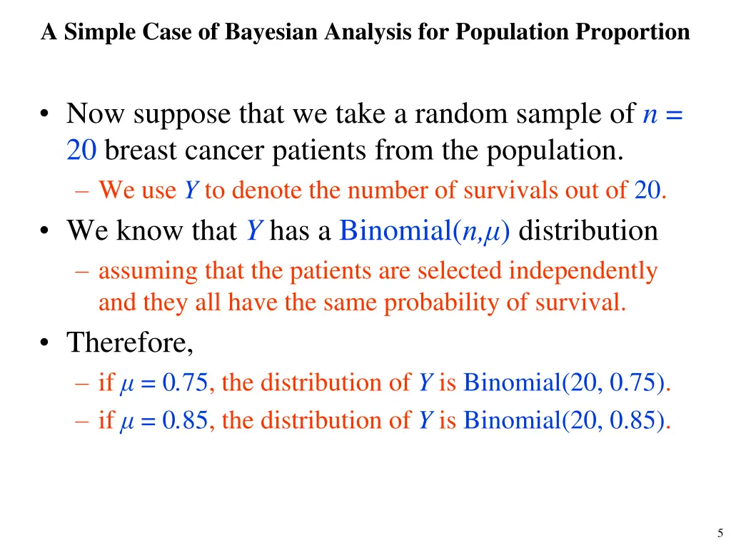 a simple case of bayesian analysis for population 1