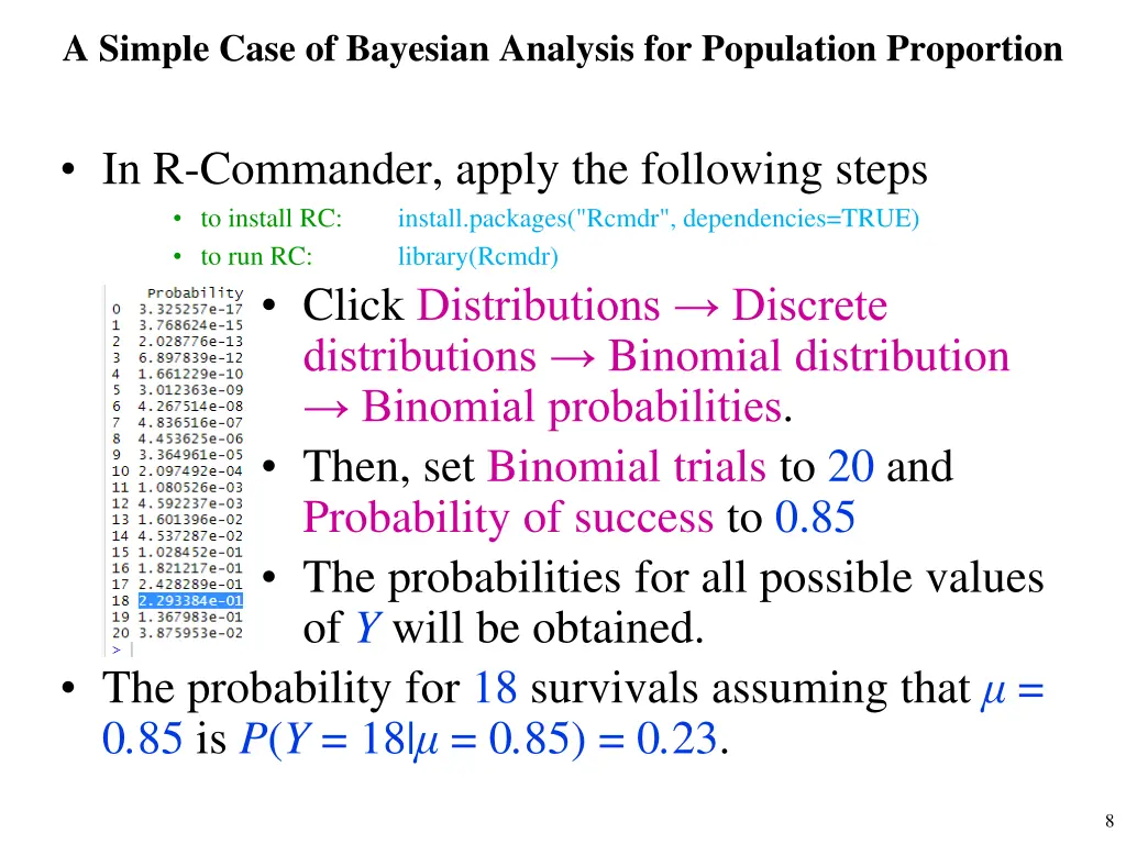a simple case of bayesian analysis for population 4