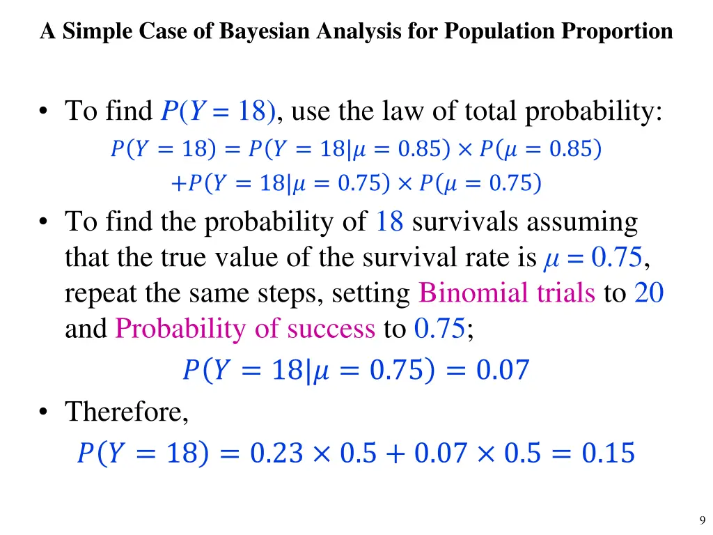a simple case of bayesian analysis for population 5