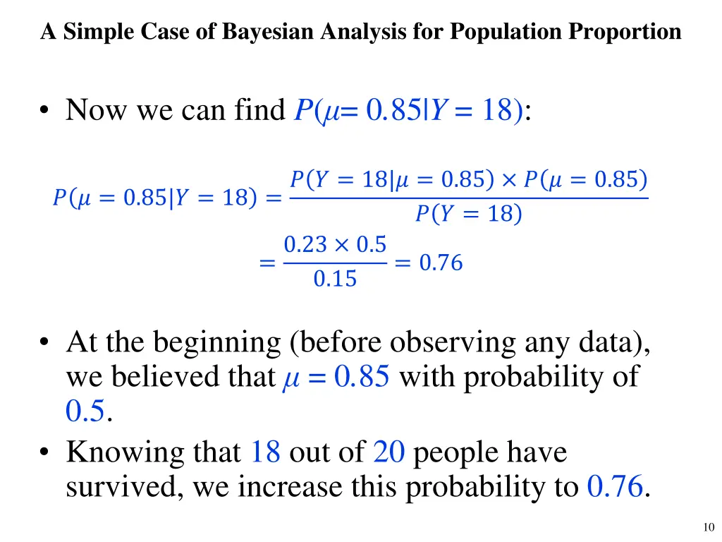 a simple case of bayesian analysis for population 6