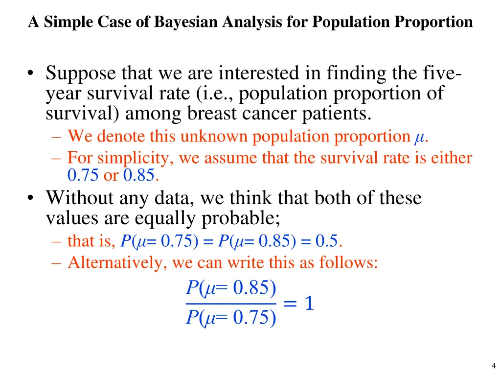 a simple case of bayesian analysis for population
