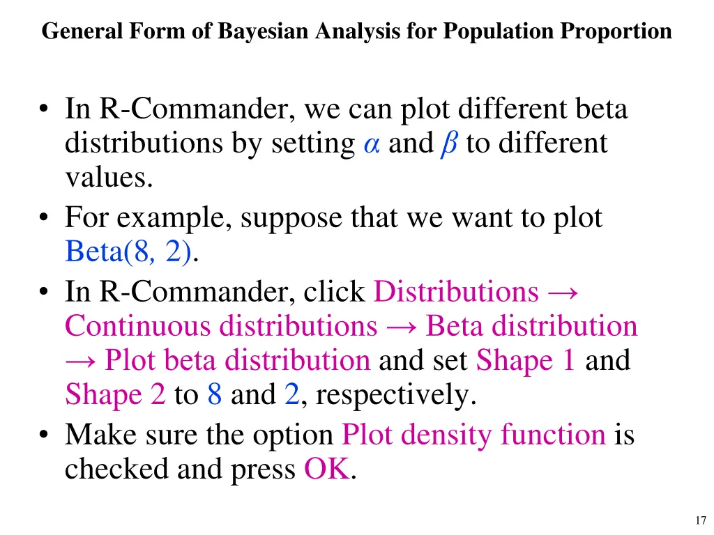 general form of bayesian analysis for population 1