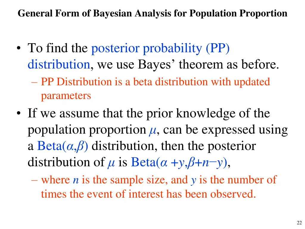 general form of bayesian analysis for population 6