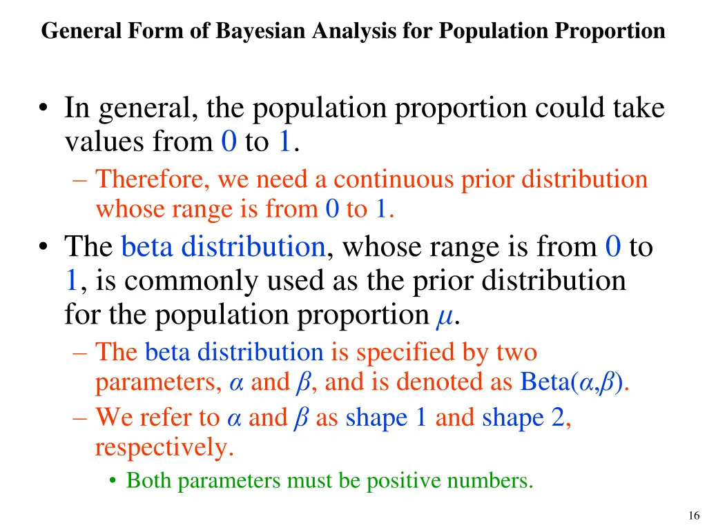 general form of bayesian analysis for population