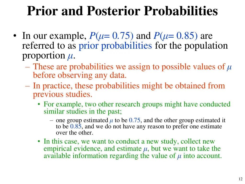 prior and posterior probabilities