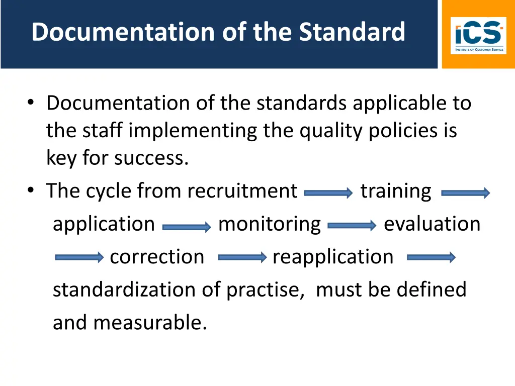 documentation of the standard