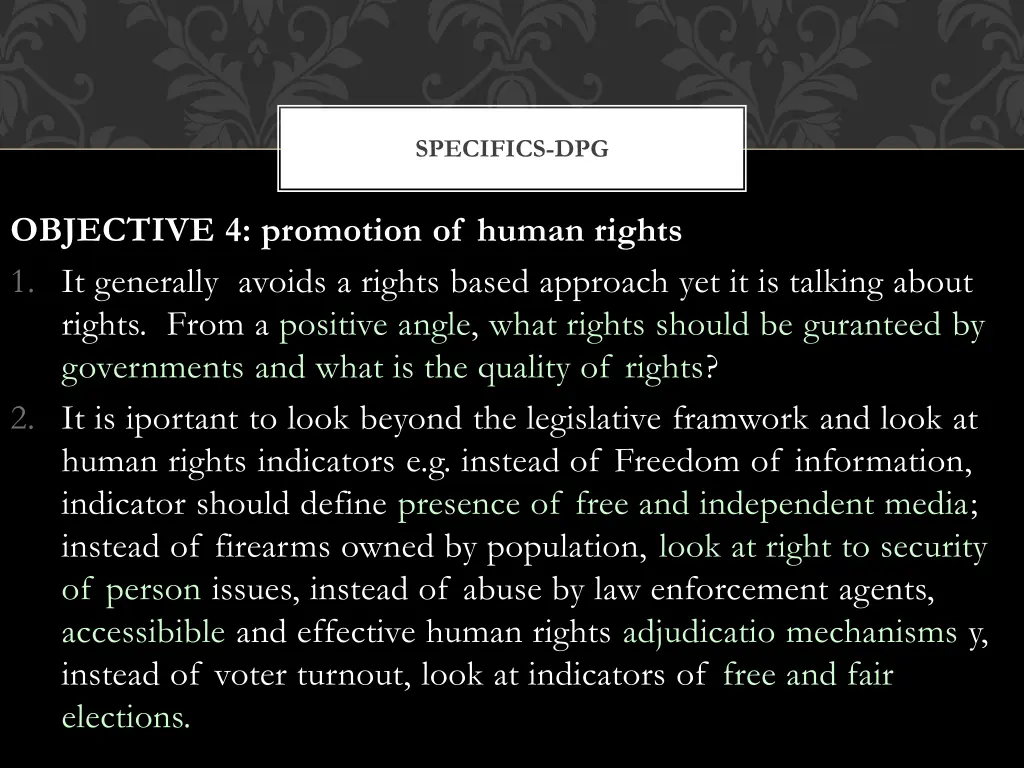 specifics dpg